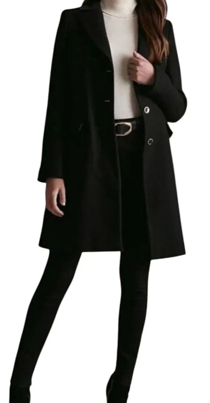 BANANA REPUBLIC Black Wool Overcoat Size XS
